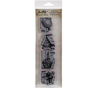 Tim Holtz Mini Blueprints Strip Cling Rubber Stamps 3"X10"-Birthday