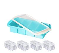 Stampi Ghiaccioli - Silicone Stampi Per Senza | Stampi Per Ghiaccioli in Silicone | Formine Ghiaccioli Riutilizzabil | Vassoio Per Alimenti Con Coperchio | Contenitore Da Cucina a 4 Cavità, Str