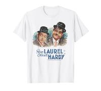 Stan Laurel & Oliver Hardy Comedy Duo Pintado Retrato Camiseta