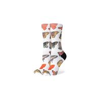 Stance Flutterby Crew Socks - Calcetines de lona con estampado de mariposas blancas, Lona, M