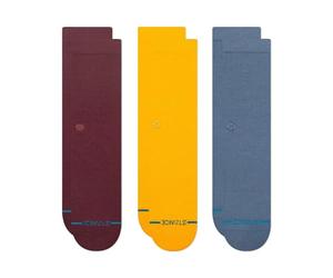 Stance Icon - Paquete de 3 calcetines acolchados de algodón para pantorrilla, Vino, M