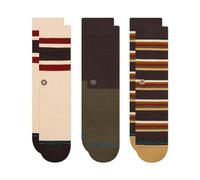 Stance Millhouse - Juego de 3 calcetines de pantorrilla con estampado de rayas marrón multicolor, marrón oscuro, M