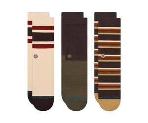 Stance Millhouse - Juego de 3 calcetines de pantorrilla con estampado de rayas marrón multicolor, marrón oscuro, M