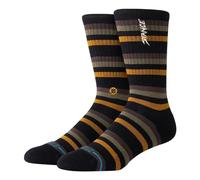 Stance Slipping Crew Socks - Calcetines negros con estampado de rayas múltiples, Negro, L