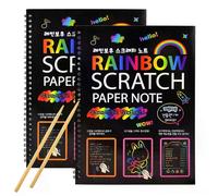 Stand 2PCs Rainbow Scratch Paper Children's Scratch Book Art Book DIY Rainbow Art Paper Card Neon Scratch Book Grafitti Colouring Book