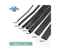 Stand 8 Meter/set Heat Shrink Tubing 1/2/3/4/5/6/8mm 2:1 Black Insulation Shrink Wrapping Heat Shrink for Cable DIY Connector Wire Kit