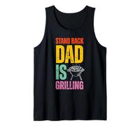 Stand Back Dad Is Grilling Funny BBQ Father's Day Camiseta sin Mangas