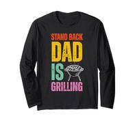 Stand Back Dad Is Grilling Funny BBQ Father's Day Manga Larga