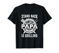 Stand Back Papa Is Grilling Funny BBQ Día del Padre Camiseta