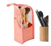 Stand Cosmetic Bag, Waterproof Toiletry Organizer, Upright Multi Pocket System with Zipper Partition Layout, Nylon Fabric Build, Travel Ready Beauty Storage, Vanity Counter Use