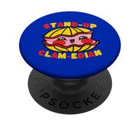 Stand-Up Clam-Edian Comedia Divertido Juego de Palabras Humor PopSockets PopGrip Adhesivo