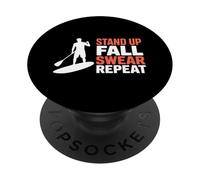 Stand Up Fall Swear Repeat, divertido surf de remo PopSockets PopGrip Adhesivo