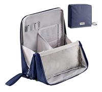 Stand Up Makeup Bag, Multi-Purpose Large Capacity Oxford Cloth Standing Makeup Bag, Portable, Large Capacity, Waterproof with Compartments (Navy,Freesize)