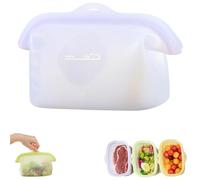 Stand-Up Resealable Silicone Food Storage Bag,1000ML Silicone Bags Large Food Storage Stand Pouches, Leakproof Food Storage Freezer Bags,Leakproof Portable Bento Lunch Pockets, for Salad Travel (C)