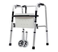 Standard Walkers - Andador de 2 botones para personas mayores, marco con 2 ruedas y asiento de aleación de aluminio, altura ajustable