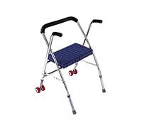 Standard Walkers - Andador de 330 libras para ancianos, marco de acero inoxidable con 2 ruedas y asiento plegable para entrenamiento de rehabilitación para uso en interiores y exteriores