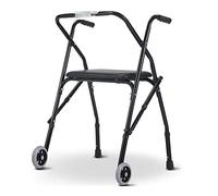 Standard Walkers - Andador plegable con asiento para ancianos, soporte ligero de 2 ruedas, marco de caminar con ajuste de altura para usuarios discapacitados