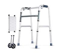 Standard Walkers - Andador plegable de 2 botones con ruedas que soporta hasta 330 libras, altura ajustable, ayuda de movilidad para personas mayores discapacitadas