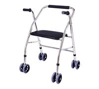Standard Walkers - Andador plegable de 4 ruedas con asiento acolchado para ancianos, ajuste de altura, soporte para caminar para adultos, acero inoxidable
