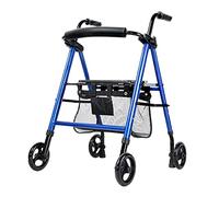 Standard Walkers - Andador plegable de 4 ruedas con asiento, frenos ligeros con bloqueo, ayuda de movilidad con respaldo y cesta, soporta hasta 330 libras
