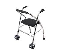 Standard Walkers - Andador plegable de acero inoxidable con ruedas y asiento para ancianos, ligero, altura ajustable, marco para caminar para adultos con discapacidad