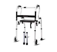 Standard Walkers - Andador plegable para personas mayores y adultos, marco de aluminio ajustable en altura con ruedas y entrenamiento de rehabilitación de asiento