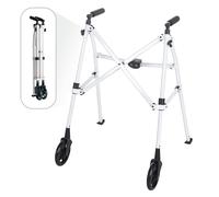 Stander Wonder Walker - Andador ligero y plegable que ahorra espacio para adultos, personas mayores y ancianos, andador de viaje compacto con ruedas de 6 pulgadas y deslizadores de esquí para apoyo de