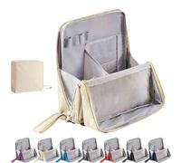 Standing Cosmetic Bag Organizer,Multi-Purpose Large Capacity Oxford Cloth Standing Makeup Bag,Large Capacity,Waterproof,with Compartments ang Handle,Smart Partitioning,for Home & Vacation (Beige)