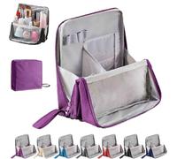 Standing Cosmetic Bag Organizer,Multi-Purpose Large Capacity Oxford Cloth Standing Makeup Bag,Large Capacity,Waterproof,with Compartments ang Handle,Smart Partitioning,for Home & Vacation (Purple)