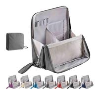 Standing Cosmetic Bag Organizer,Multi-Purpose Large Capacity Oxford Cloth Standing Makeup Bag,Large Capacity,Waterproof,with Compartments ang Handle,Smart Partitioning,for Home & Vacation (Gray)