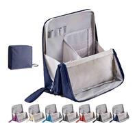 Standing Cosmetic Bag Organizer,Multi-Purpose Large Capacity Oxford Cloth Standing Makeup Bag,Large Capacity,Waterproof,with Compartments ang Handle,Smart Partitioning,for Home & Vacation (Blue 2)