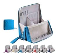 Standing Cosmetic Bag Organizer,Multi-Purpose Large Capacity Oxford Cloth Standing Makeup Bag,Large Capacity,Waterproof,with Compartments ang Handle,Smart Partitioning,for Home & Vacation (Blue 1)