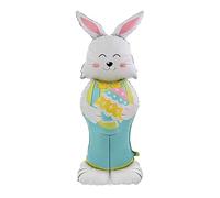 Standing Easter Bunny Balloon - Cute Aluminum Foil Party Decoration for Spring Holiday Events, Bunny Balloon Decor for Garden Yard Porch Patio Lawn Front Door Home School Display, 59.06x21.65 inches