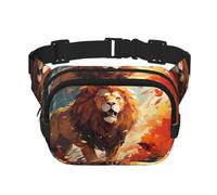 Standing Lion Fitness - Riñonera de viaje moderna e informal, riñonera cuadrada de doble capa, color negro, talla única, Negro, One Size