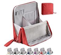 Standing Makeup Bag, Large Make Up Bag, Multi-Purpose Large Capacity Oxford Cloth Standing Makeup Bag, Portable,Waterproof with Compartments, for Women (Wine Red)