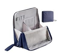 Standing Makeup Bag Portable，Large Capacity Cloth Standing Makeup Bag，Makeup Organizer Countertop, Waterproof Cosmetic Toiletry Bags with Handle. (Navy Blue)