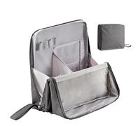 Standing Makeup Bag Portable，Large Capacity Cloth Standing Makeup Bag，Makeup Organizer Countertop, Waterproof Cosmetic Toiletry Bags with Handle. (Gray)