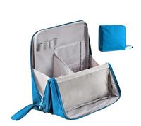 Standing Makeup Bag Portable，Large Capacity Cloth Standing Makeup Bag，Makeup Organizer Countertop, Waterproof Cosmetic Toiletry Bags with Handle. (Blue)