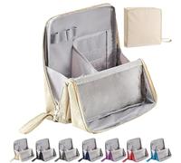 Standing Makeup Bag - Portable, Large Capacity, Doresty Multi-Purpose Large Capacity Oxford Cloth Stand Up Makeup Bag, Standing Waterproof Toiletry Bag with Compartments (Beige)