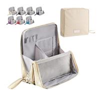 Standing Makeup Bag Portable, Large Capacity, Multi-Purpose Large Capacity Oxford Cloth Stand Up Makeup Bag, Doresty Standing Waterproof Toiletry Bag with Compartments (Beige)