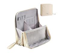 Standing Makeup Bag Portable, Large Capacity, Stand Up Makeup Bag for Travel, Multi-Purpose Large Capacity Oxford Cloth Standing MakeupBag (Beige)