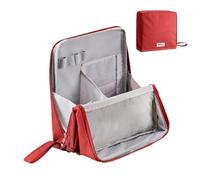 Standing Makeup Bag Portable, Large Capacity, Stand Up Makeup Bag for Travel, Multi-Purpose Large Capacity Oxford Cloth Standing MakeupBag (Red)