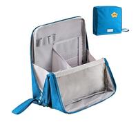 Standing Makeup Bag - Portable, Large Capacity, Traveler Makeup Organizer Bag, Vertical Opening Waterproof Multifunctional Make Up Bags with Compartments. (Blue)