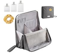 Standing Makeup Bag Portable, Multi-Purpose Oxford Cloth Standing Makeup Bag, Large Capacity Waterproof Makeup Organizer with Compartments, Portable Toiletry and Stationery Storage (Gray)