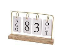 Standing Metal Desk Calendar Reusable Wooden Base Date Display Decor
