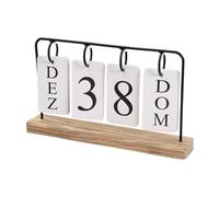 Standing Metal Desk Calendar Reusable Wooden Base Date Display Decor