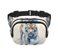 Standing Tiger Fitness - Riñonera de viaje moderna e informal, riñonera cuadrada de doble capa, color negro, talla única, Negro, One Size