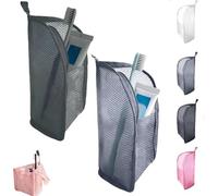 Standing Toiletry Bag for Travel, Clear Waterproof Woven EVA Mesh Cosmetic Makeup Organizer, Foldable Hanging Bathroom Storage for Toiletries & Toothbrush, Lightweight, 8.6x5.1x5.1 (Mixed-4)