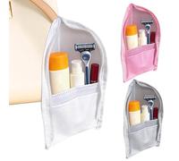 Standing Toiletry Bag - Travel Shower Storage Pouch for Women Men | Waterproof Mesh Fabric with Zipper Closure, Cosmetic Organizer 3 Piece Hygiene Kit Holder for Skincare Makeup Bathroom Trips,