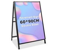STANDNEE Marco de letrero de pavimento, tablero de doble cara, soporte de póster para publicidad (negro-60 x 90 cm)